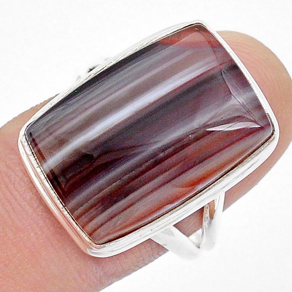 15.48cts natural brown botswana agate 925 sterling silver ring size 8 u59893