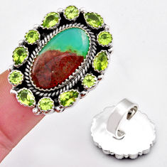 25.56cts natural brown boulder chrysoprase peridot silver ring size 7.5 c30297