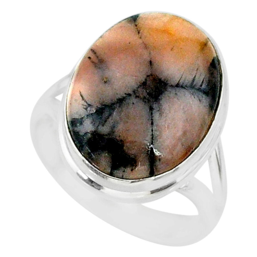 13.55cts natural brown chiastolite 925 sterling silver ring size 8 r88838