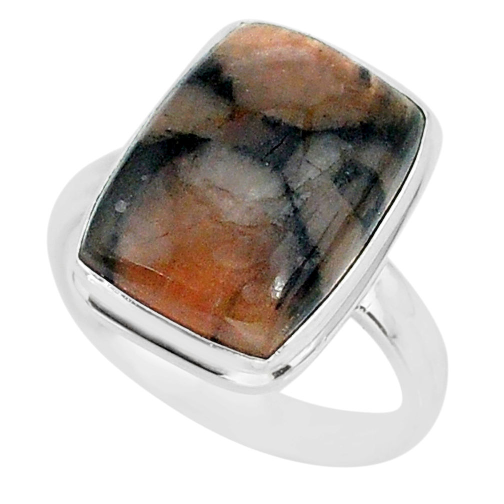 13.62cts natural brown chiastolite 925 sterling silver ring size 9 r88832