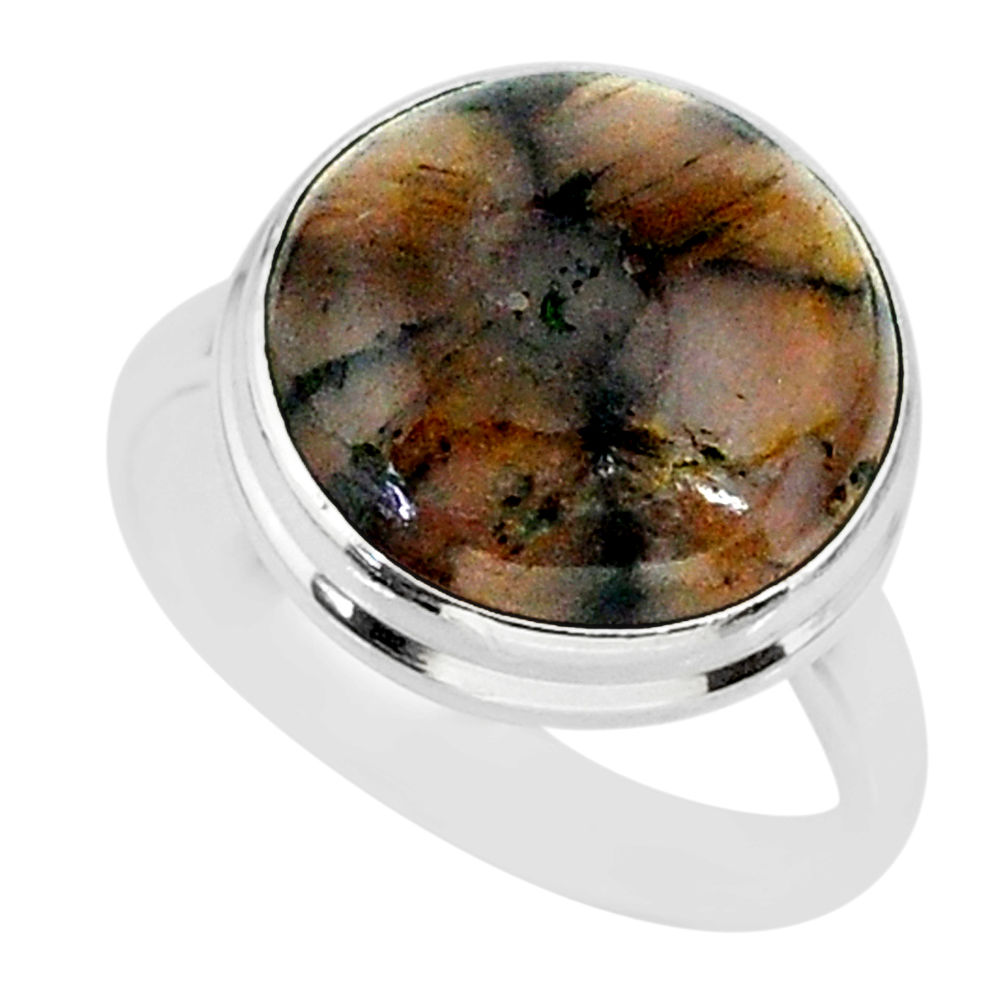 12.03cts natural brown chiastolite 925 sterling silver ring size 9 r88833