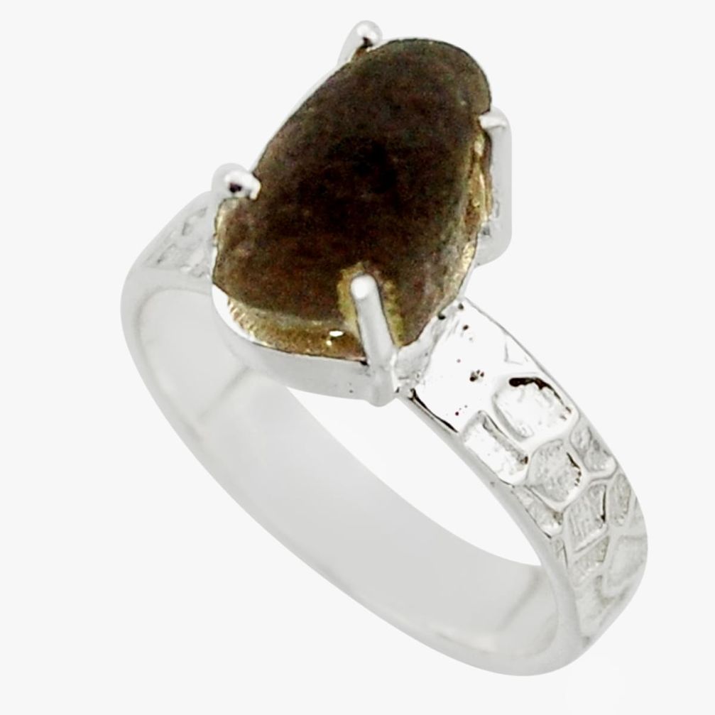 5.81cts natural brown chintamani saffordite 925 silver ring size 7 r43455