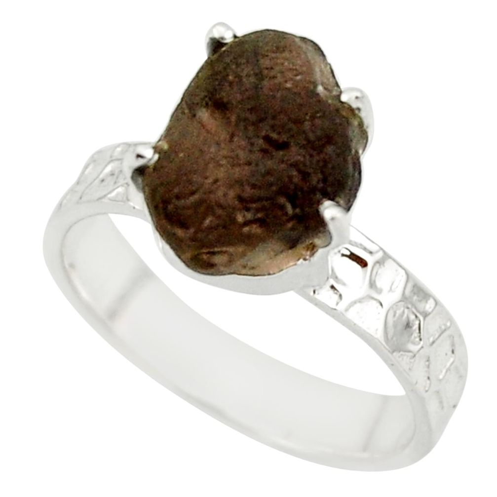 5.80cts natural brown chintamani saffordite 925 silver ring size 8 r43459