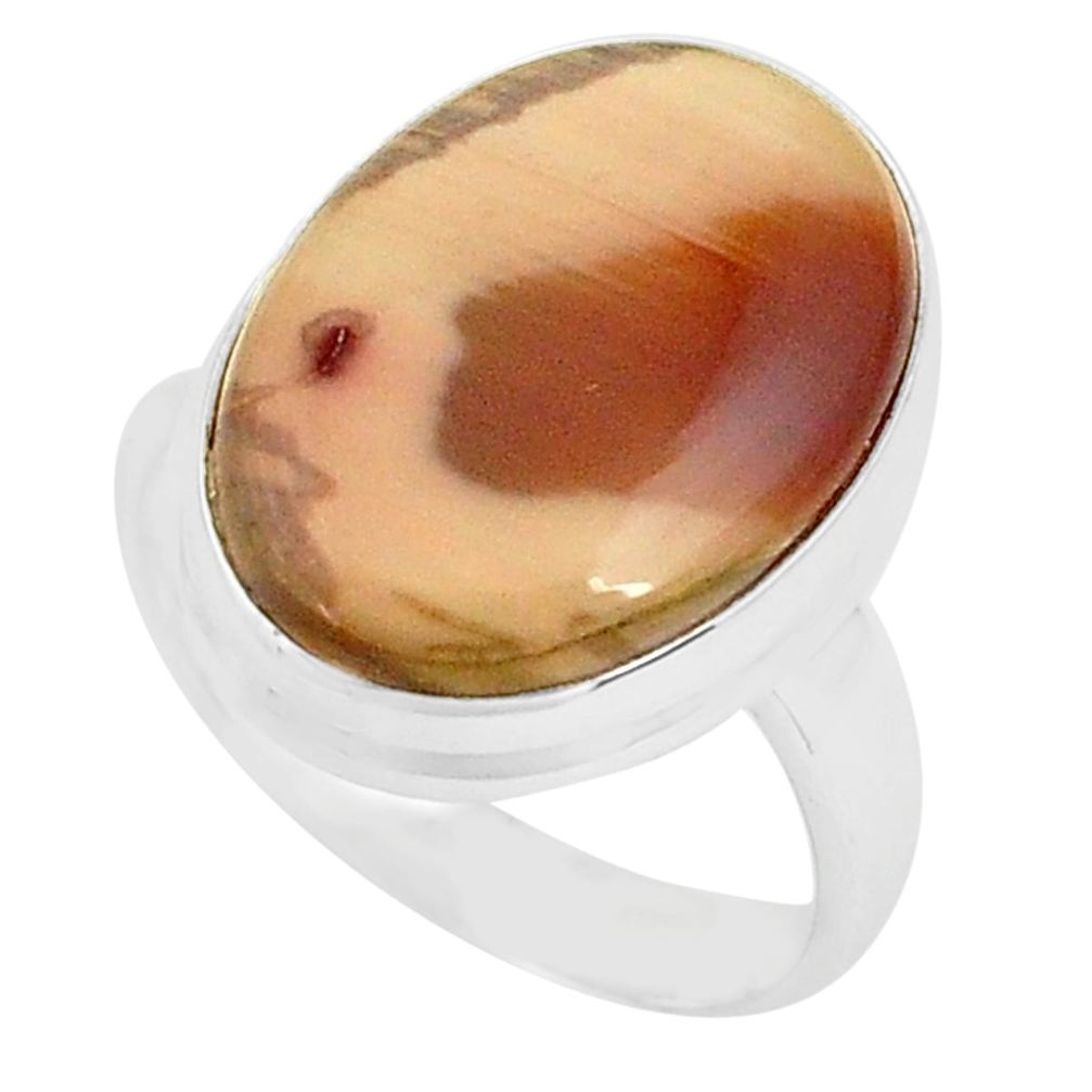 13.27cts natural brown imperial jasper 925 silver solitaire ring size 8 p80685