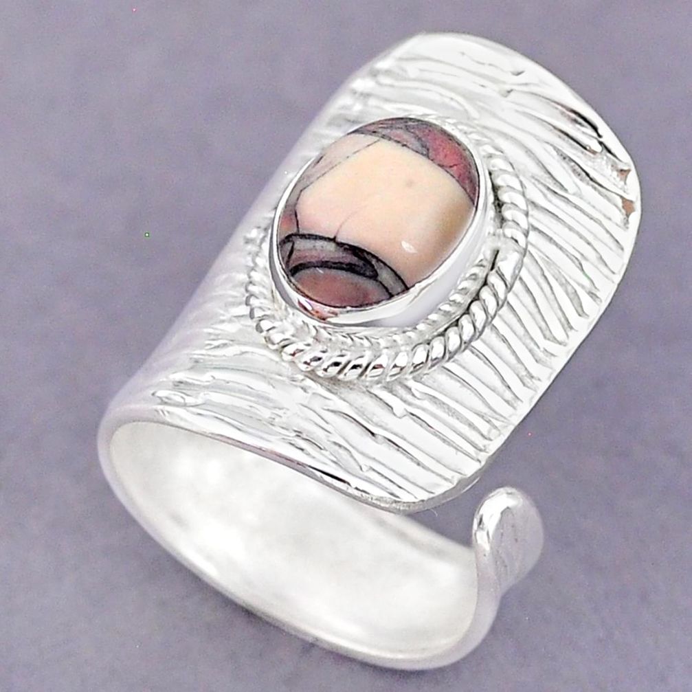 4.13cts natural brown mookaite 925 sterling silver adjustable ring size 7 r90620