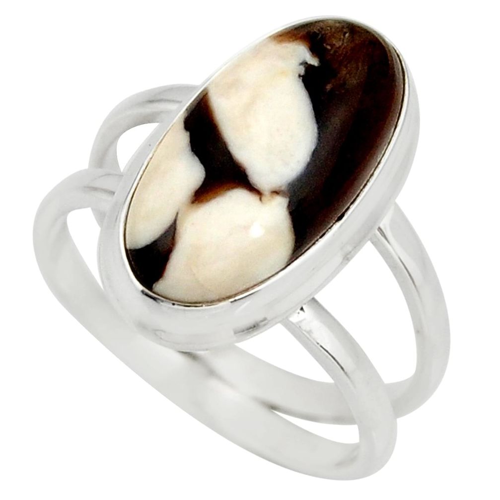 6.19cts natural brown peanut petrified wood fossil silver ring size 8.5 r27273