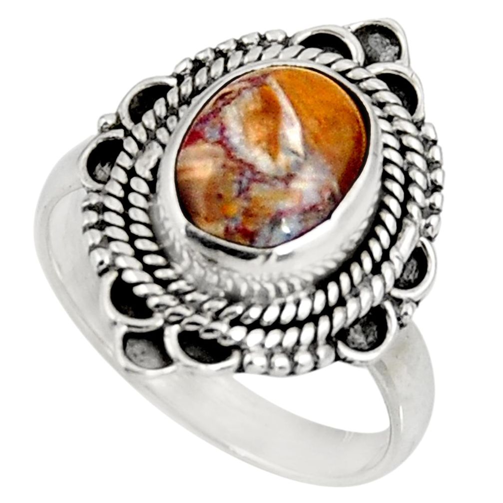 brown pietersite (african) silver solitaire ring size 7.5 d39034
