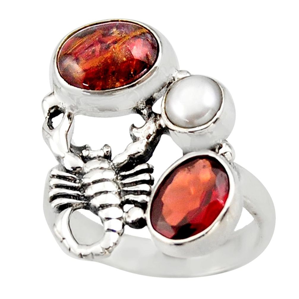 5.75cts natural brown pietersite 925 silver scorpion charm ring size 6 d46081