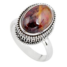 brown pietersite 925 silver solitaire ring size 7.5 p56746