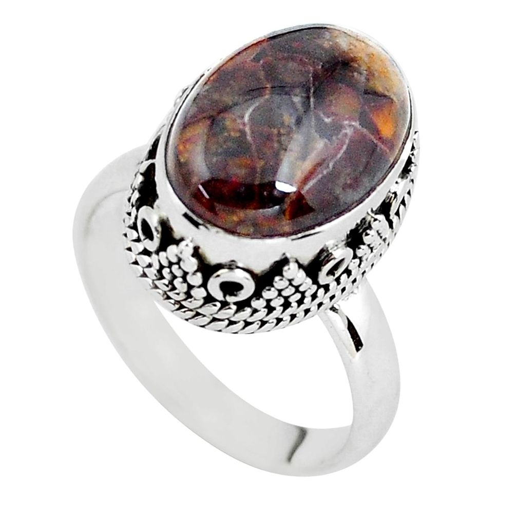 brown pietersite 925 silver solitaire ring size 7 p56742