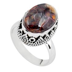 brown pietersite 925 silver solitaire ring size 7 p56742