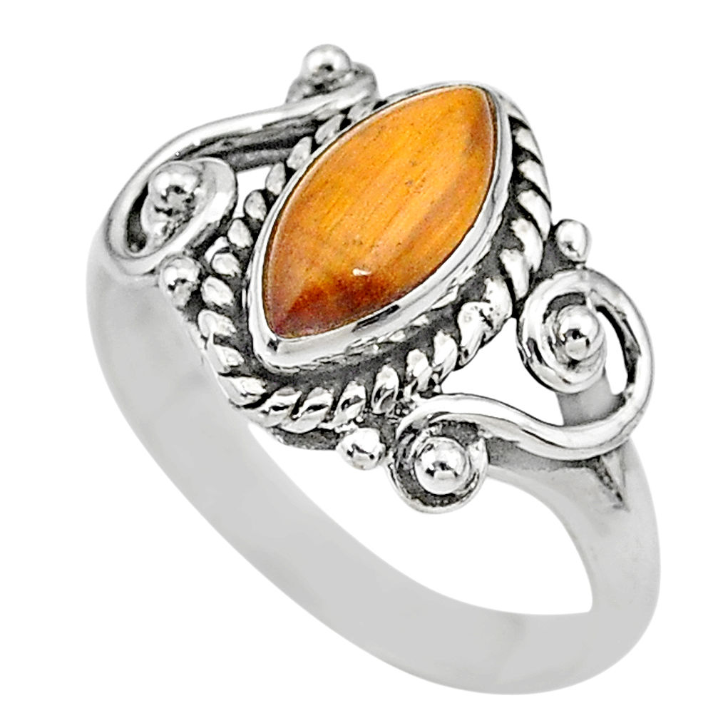 2.28cts natural brown tiger's eye 925 silver solitaire ring jewelry size 6 t7685