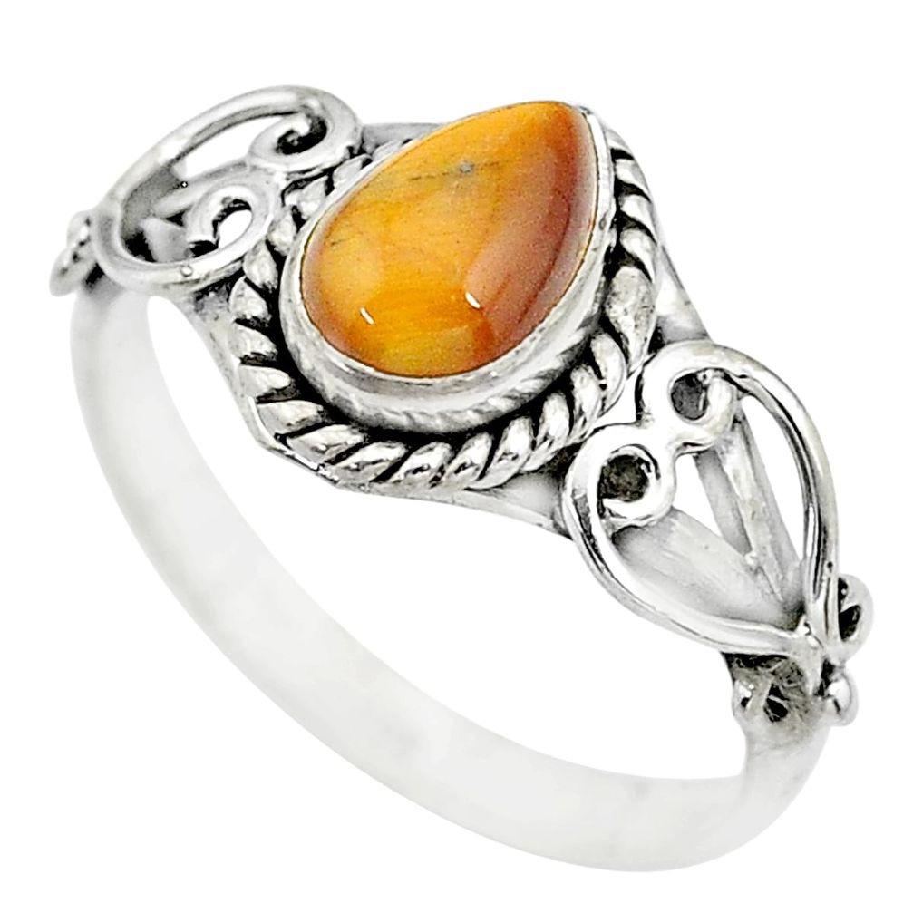 2.09cts natural brown tiger's eye 925 silver solitaire ring jewelry size 8 t7683