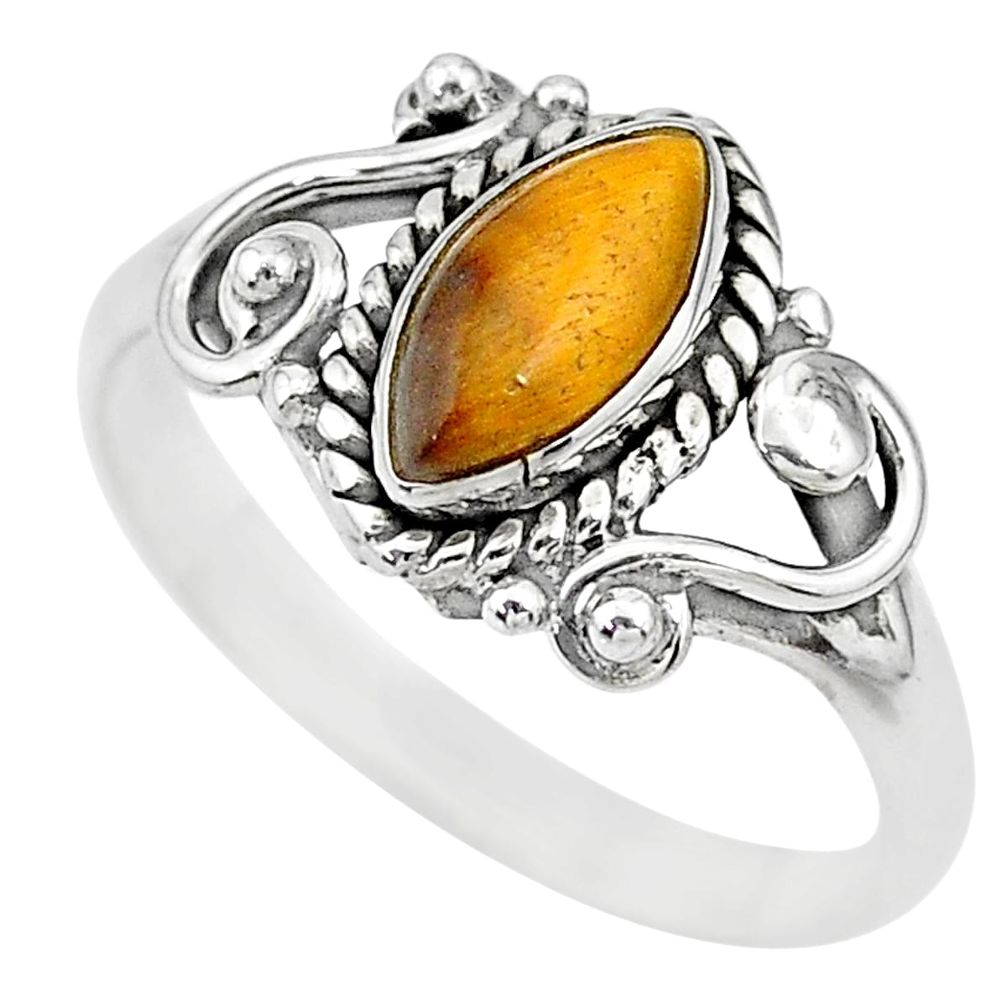 2.53cts natural brown tiger's eye 925 silver solitaire ring jewelry size 9 t7682