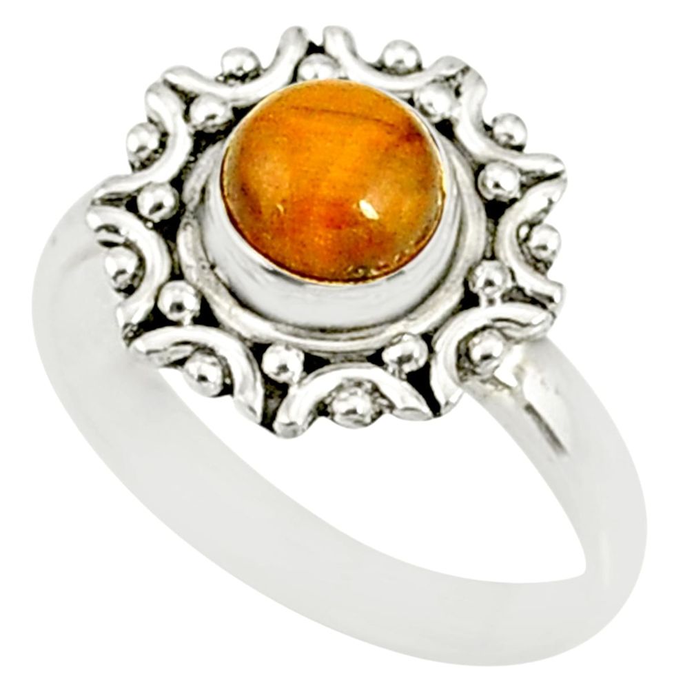 1.20cts natural brown tiger's eye 925 silver solitaire ring size 6 r82102