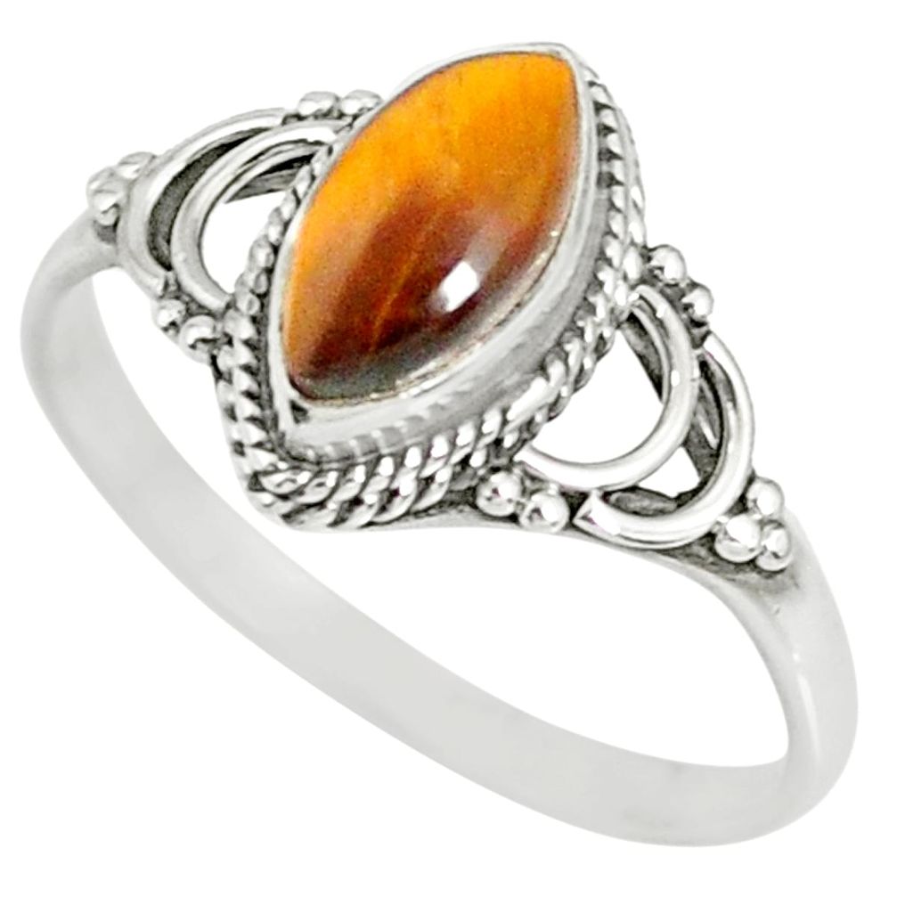 2.73cts natural brown tiger's eye 925 silver solitaire ring size 9 r78890