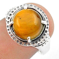 5.45cts natural brown tiger's eye 925 sterling silver mens ring size 7 u24291