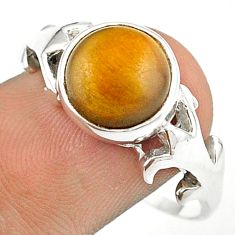 4.87cts natural brown tiger's eye 925 sterling silver mens ring size 12.5 u24322