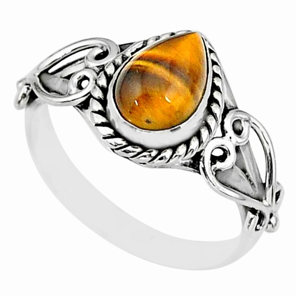 2.28cts natural brown tiger's eye 925 sterling silver ring jewelry size 7 r90042