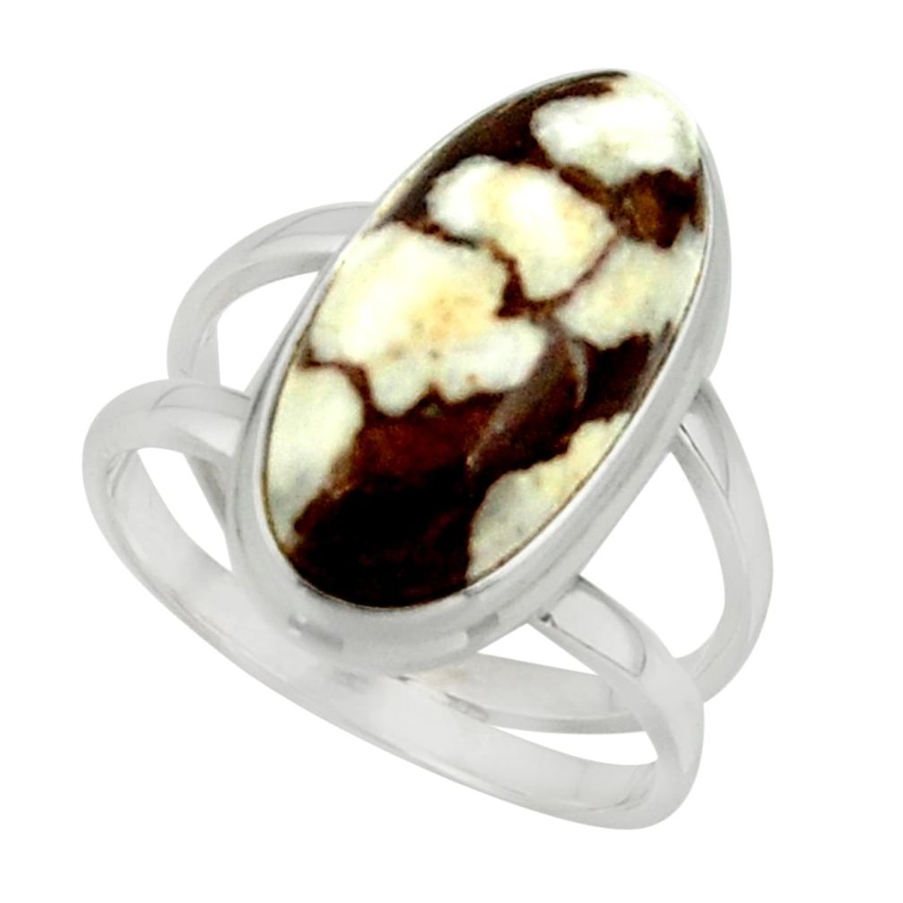 6.68cts natural brown wild horse magnesite 925 silver ring size 6.5 r42231