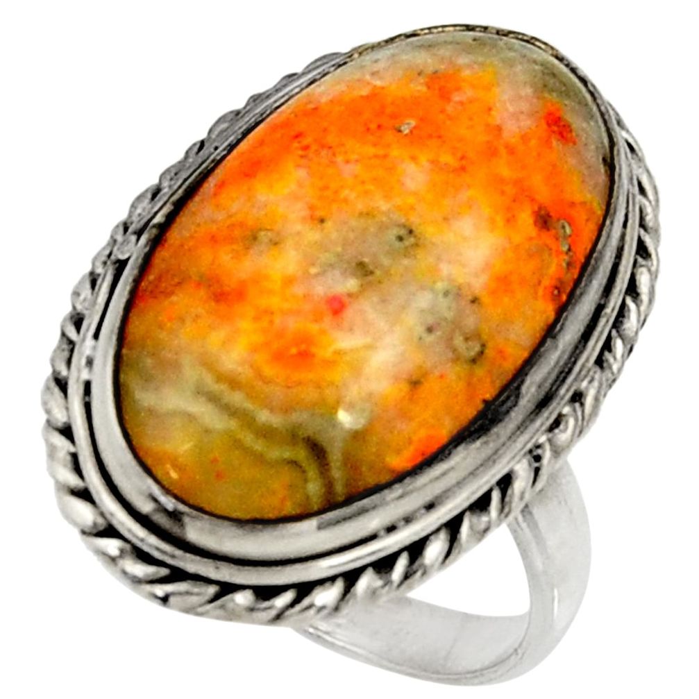 Natural bumble bee australian jasper 925 silver solitaire ring size 8.5 r28349