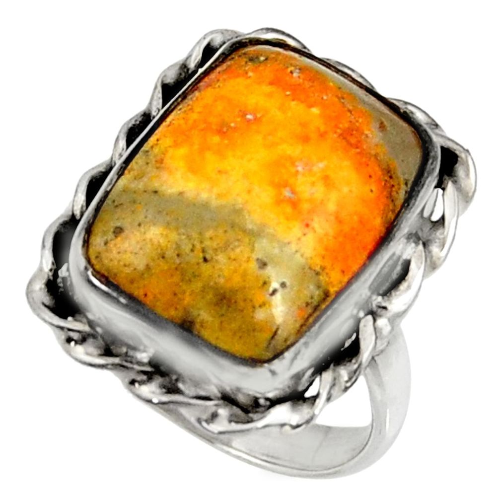 Natural bumble bee australian jasper 925 silver solitaire ring size 7.5 r28350