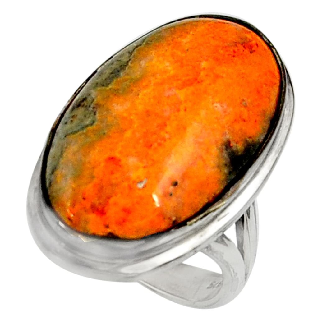 Natural bumble bee australian jasper 925 silver solitaire ring size 6.5 r28372