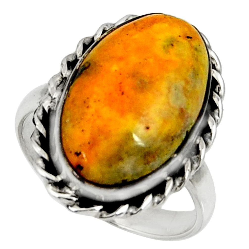 Natural bumble bee australian jasper 925 silver solitaire ring size 8 r28370