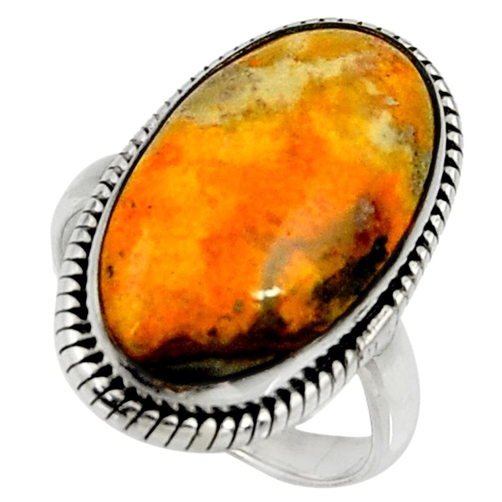 Natural bumble bee australian jasper 925 silver solitaire ring size 8 r28373