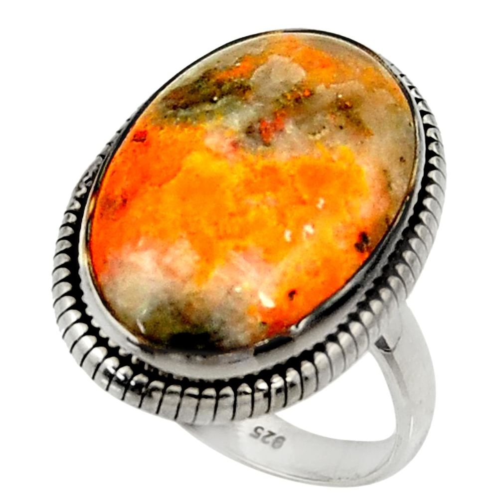 Natural bumble bee australian jasper 925 silver solitaire ring size 9 r28347