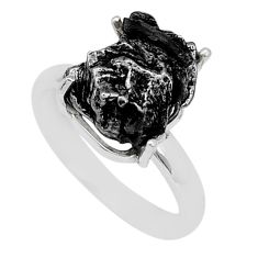 6.53cts natural campo del cielo (meteorite) silver solitaire ring size 8 u63896