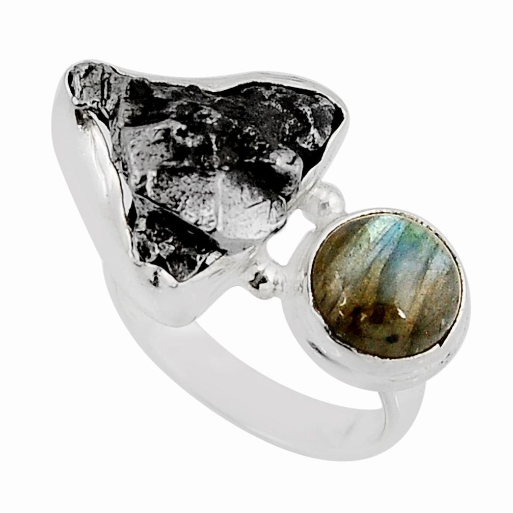 18.04cts natural campo del cielo labradorite 925 silver ring size 7.5 y53258