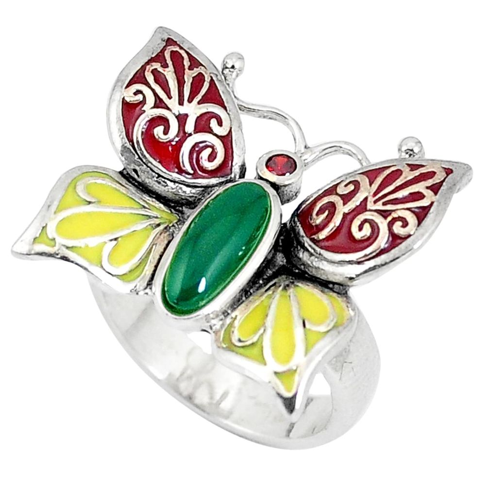 1.72cts natural green chalcedony garnet 925 silver butterfly ring size 7 c15992