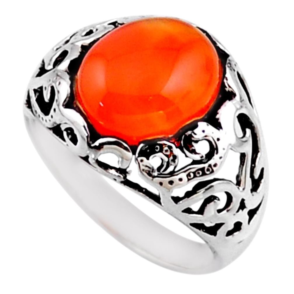 5.31cts natural cornelian (carnelian) 925 silver solitaire ring size 8 r54606