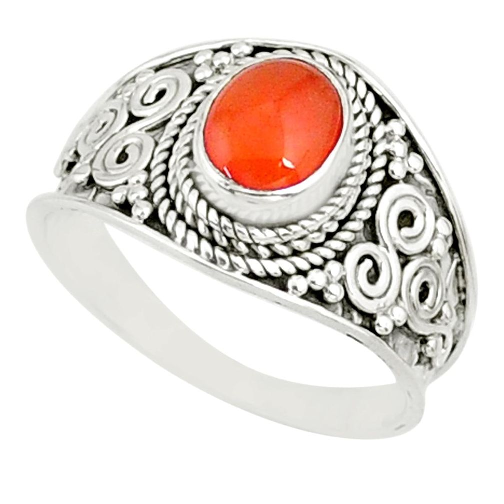 2.14cts natural cornelian (carnelian) 925 silver solitaire ring size 9 r81501