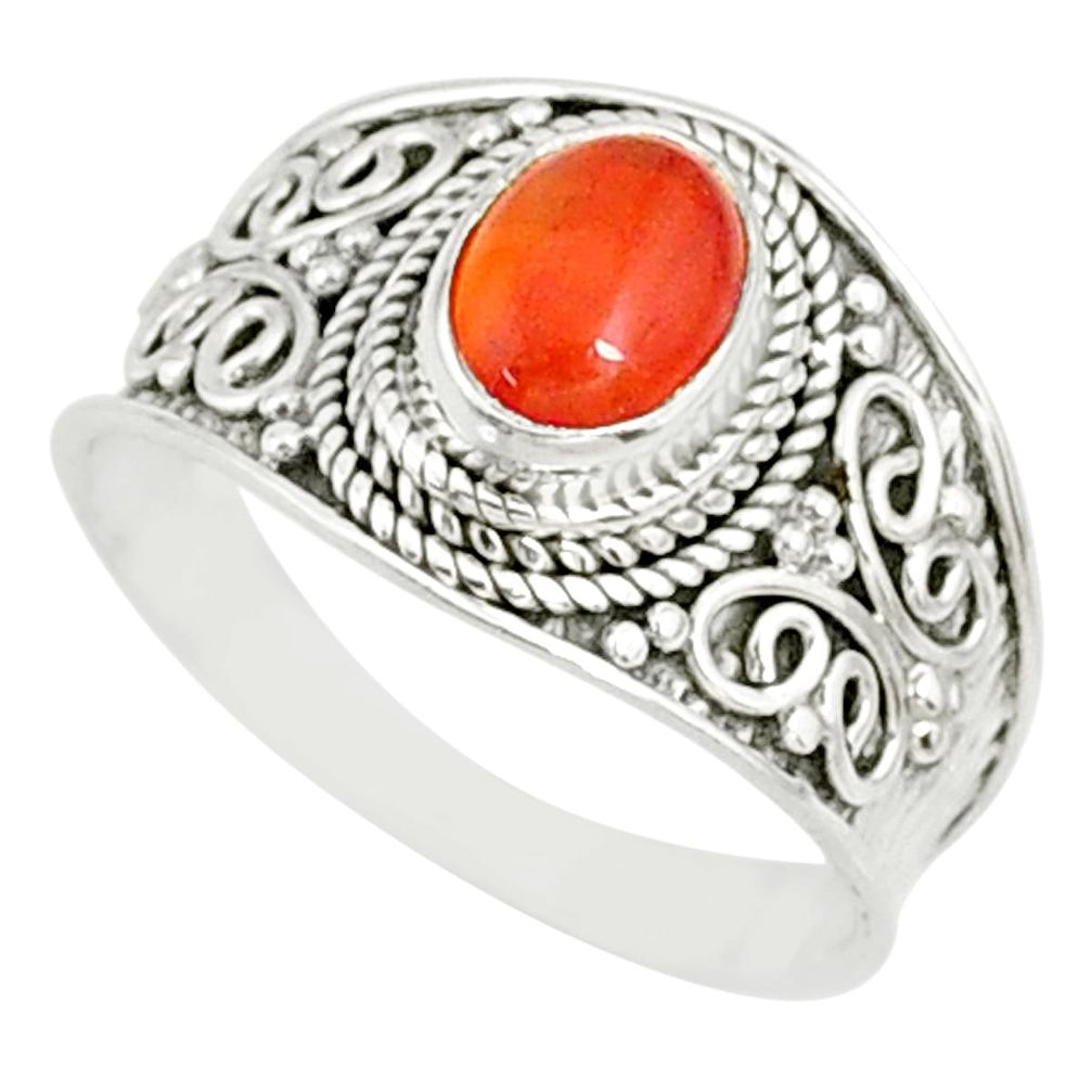 2.12cts natural cornelian (carnelian) 925 silver solitaire ring size 9 r81506