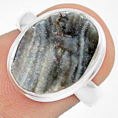 7.27cts natural desert druzy (chalcedony rose) 925 silver ring size 6 u29823