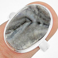 12.52cts natural desert druzy (chalcedony rose) 925 silver ring size 6 u29831