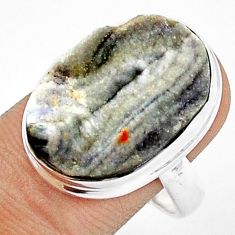 13.51cts natural desert druzy (chalcedony rose) 925 silver ring size 9 u29813