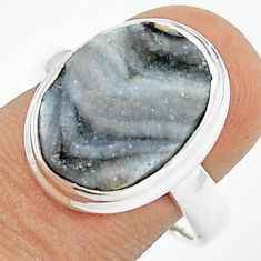 9.63cts natural desert druzy (chalcedony rose) 925 silver ring size 7.5 u29805