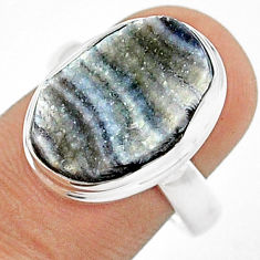 8.44cts natural desert druzy (chalcedony rose) 925 silver ring size 7.5 u29817