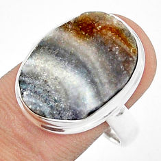 13.51cts natural desert druzy (chalcedony rose) 925 silver ring size 8.5 u29820