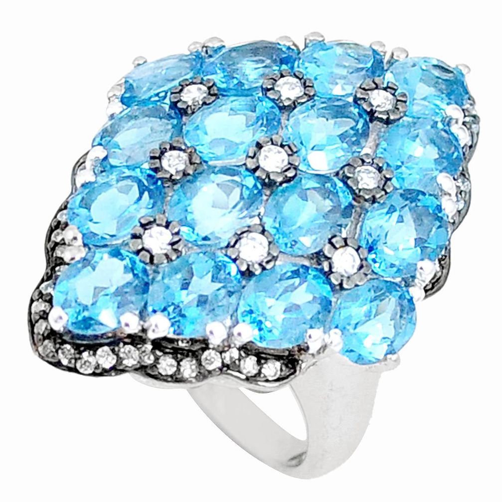 10.66cts natural diamond london blue topaz 925 silver ring size 6 c20604