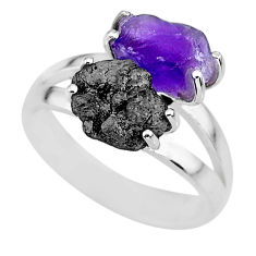 Clearance Sale- 5.84cts natural diamond rough amethyst rough 925 silver ring size 7 r92290