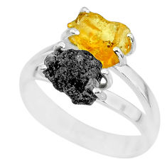 6.38cts natural diamond rough citrine rough 925 silver ring size 8 r92205
