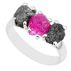 Clearance Sale- 8.03cts natural diamond rough ruby raw 925 sterling silver ring size 7 r92151