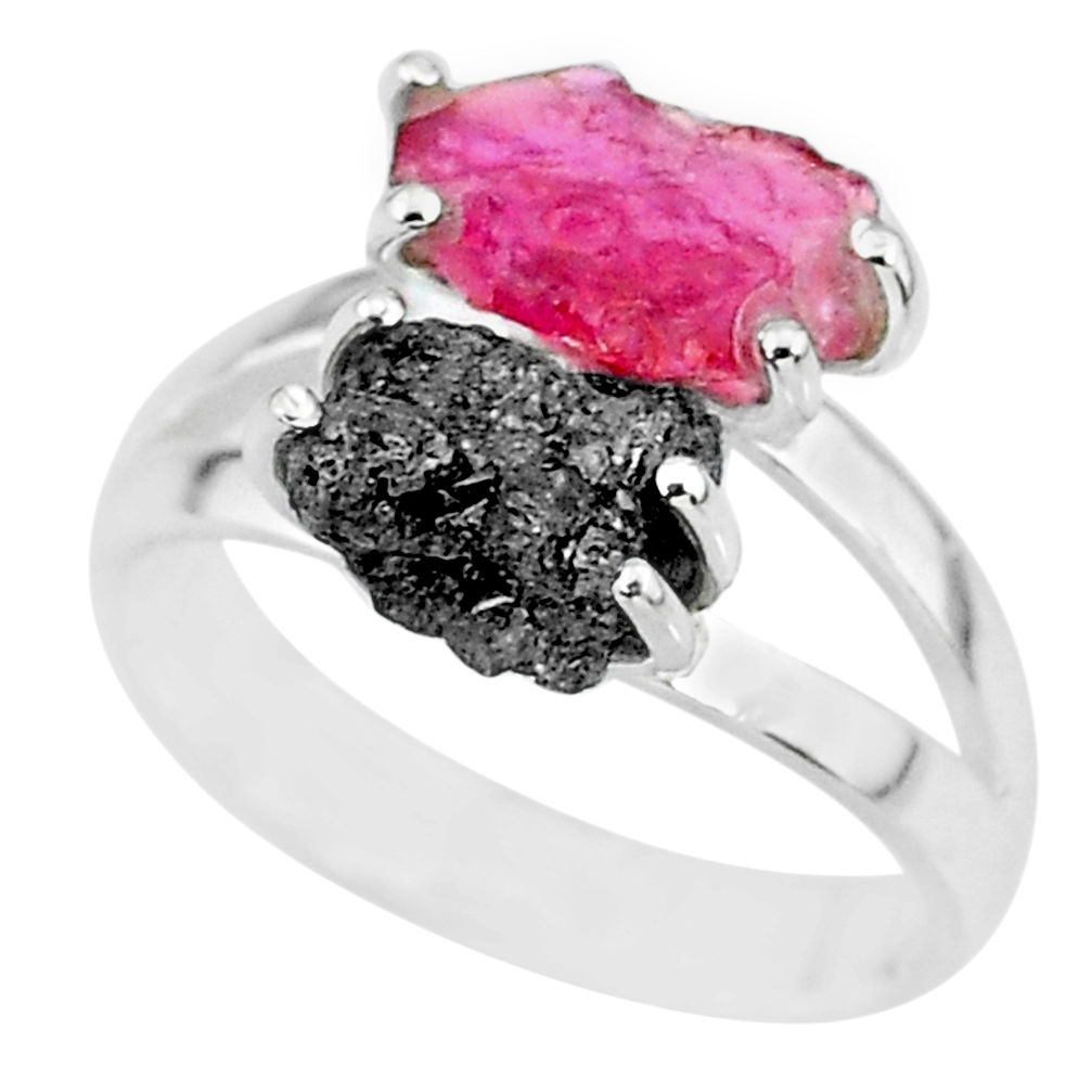 6.39cts natural diamond rough ruby rough 925 sterling silver ring size 7 r92252