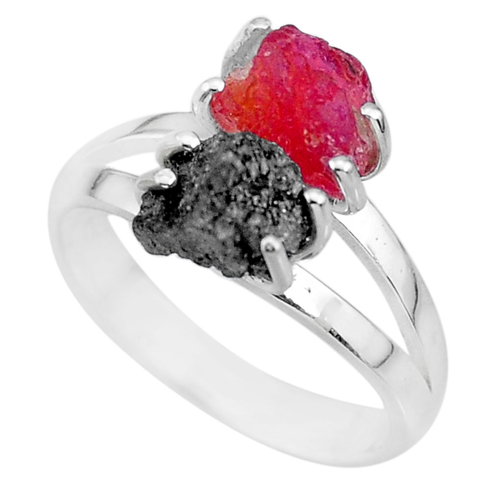 7.30cts natural diamond rough ruby rough 925 sterling silver ring size 9 r92222