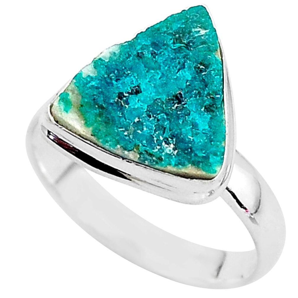 6.03cts natural dioptase 925 sterling silver solitaire ring size 8.5 t3322