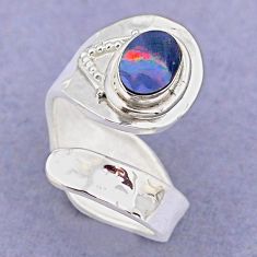 1.84cts natural doublet opal australian 925 silver adjustable ring size 6 t88007